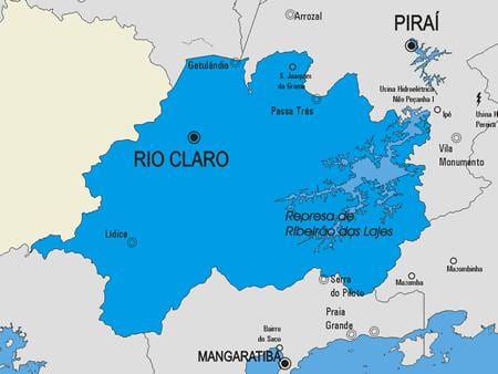 નકશો રીઓ Claro નગરપાલિકા