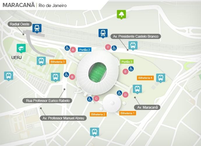 નકશો સ્ટેડિયમ Maracanã accès