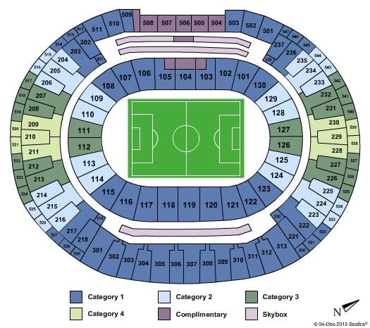 નકશો સ્ટેડિયમ Maracanã sièges
