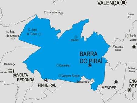 નકશો Barra કરી Piraí નગરપાલિકા
