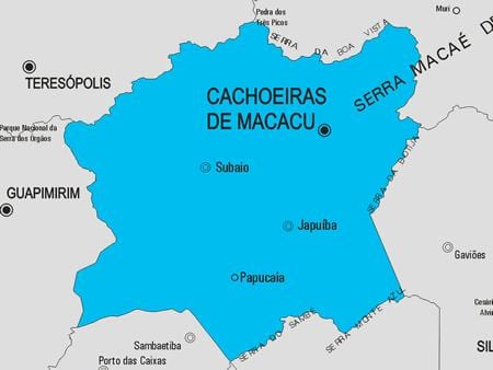 નકશો Cachoeiras દ Macacu નગરપાલિકા