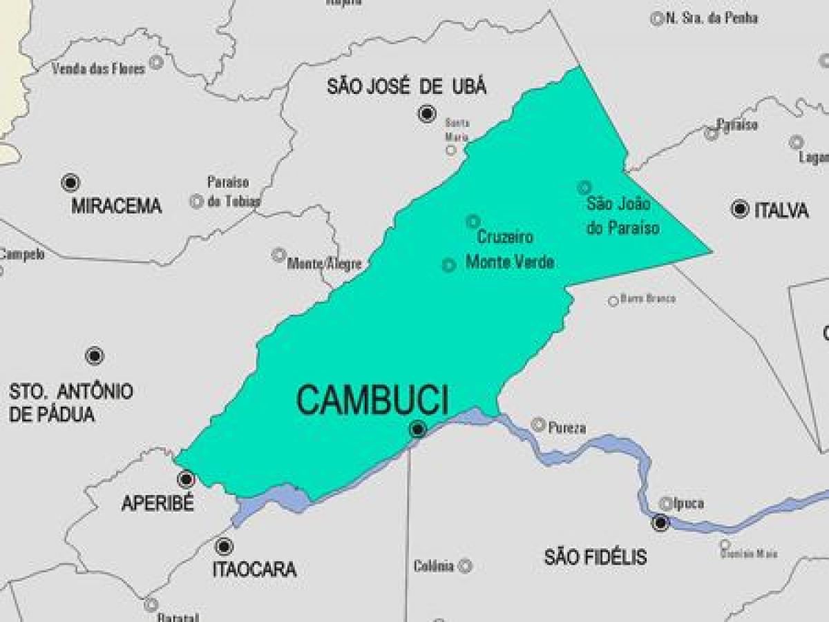 નકશો Cambuci નગરપાલિકા