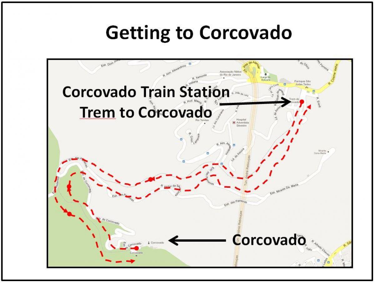 નકશો Corcovado ટ્રેન