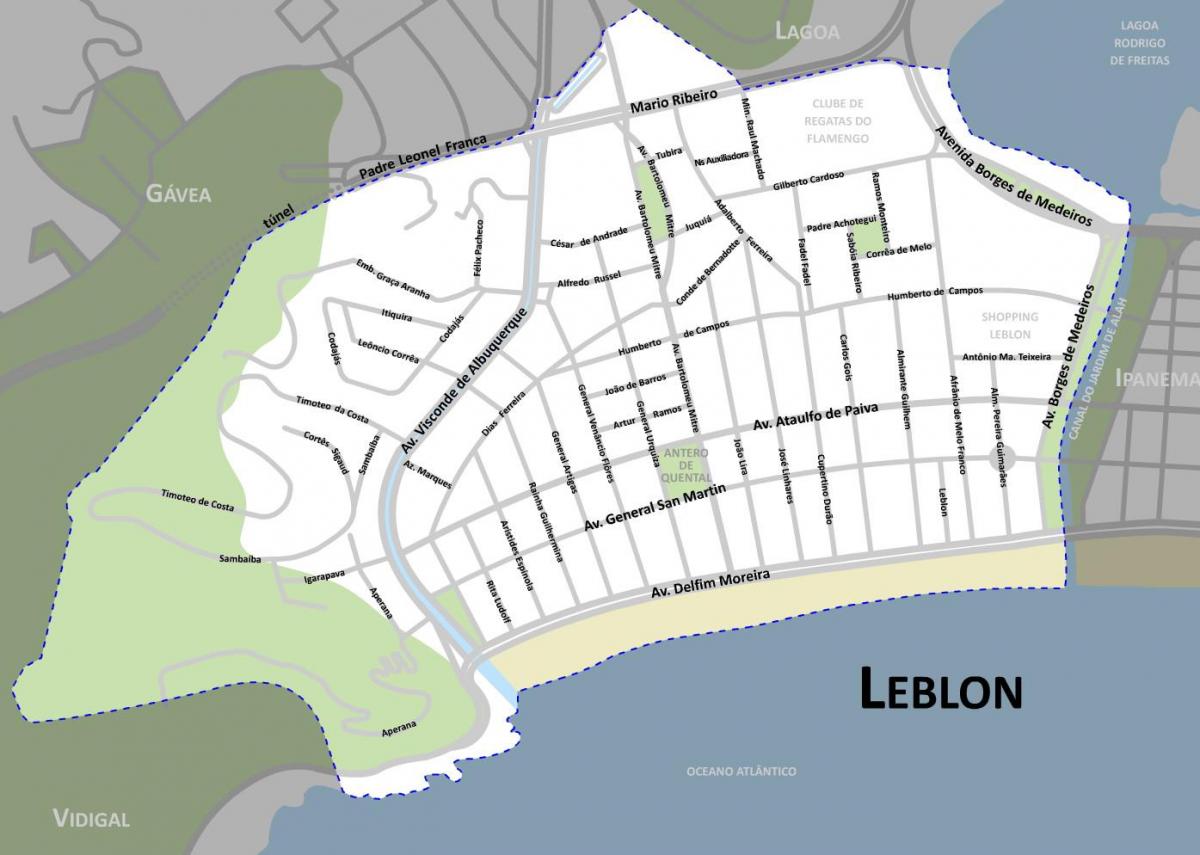 નકશો Leblon બીચ