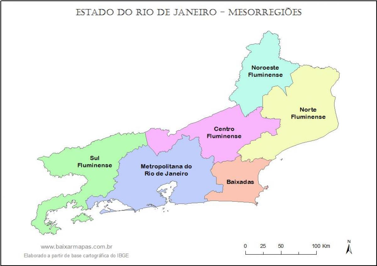 નકશો mesoregions રીઓ ડી જાનેરો
