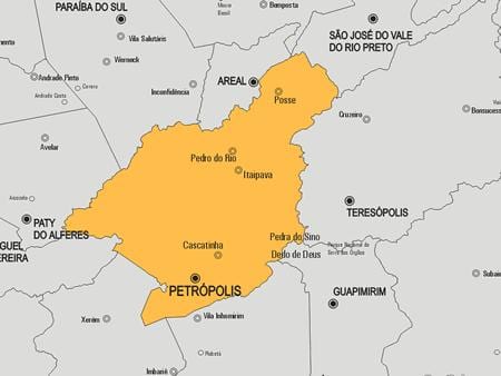 નકશો Petrópolis નગરપાલિકા