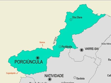 નકશો Porciúncula નગરપાલિકા
