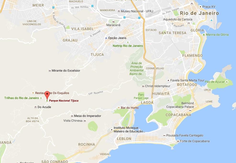 નકશો Tijuca નેશનલ પાર્ક