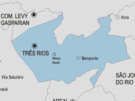 નકશો Três Rios નગરપાલિકા