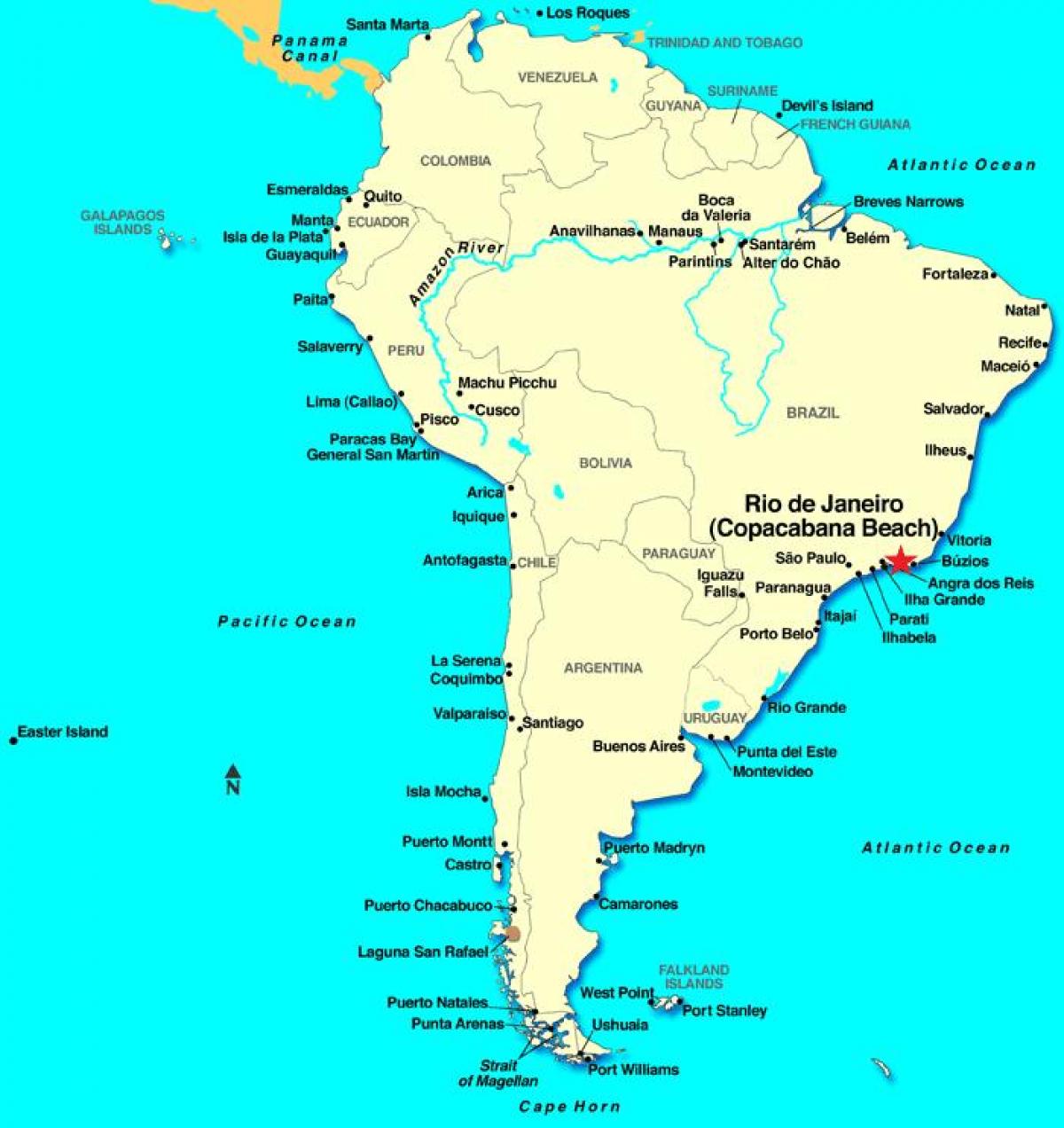 નકશો રિયો ડી જાનેરો માં દક્ષિણ અમેરિકા