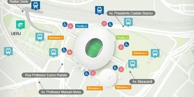 નકશો સ્ટેડિયમ Maracanã accès