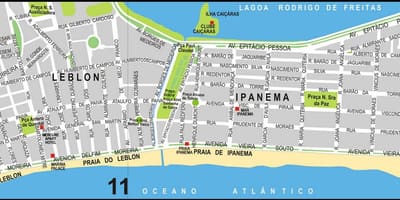 નકશો Ipanema બીચ