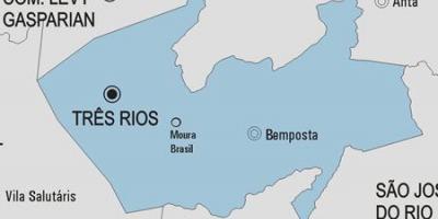 નકશો Três Rios નગરપાલિકા